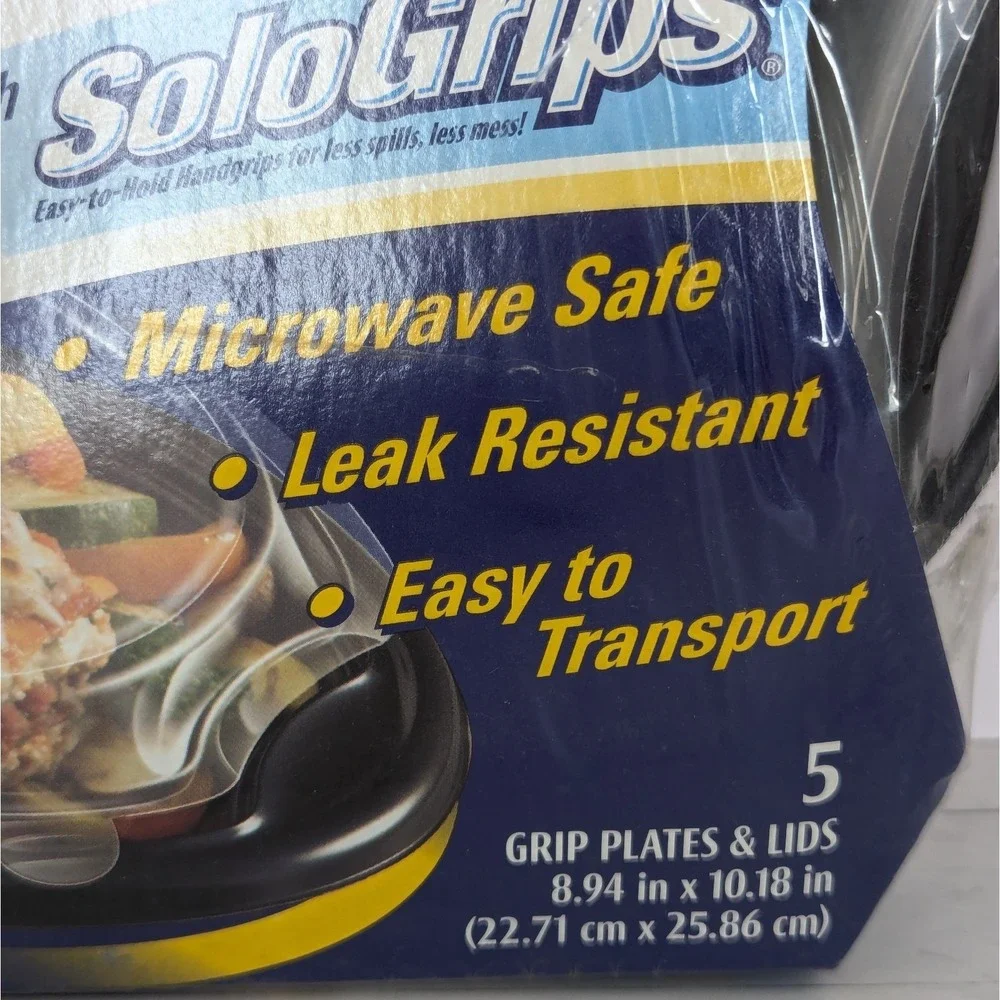 New SOLO To Go w/Grips Deep Plate & Lid Microwaveable Leftovers Sealed 5 Pack
